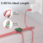2Pack Red for Apple Watch Charger USB Magnetic Wireless Fast iWatch Charger Portable Compatible with iWatch Ultra/Series 9/8/7/6/SE/SE2/5/4/3/2/1-[3.3FT]
