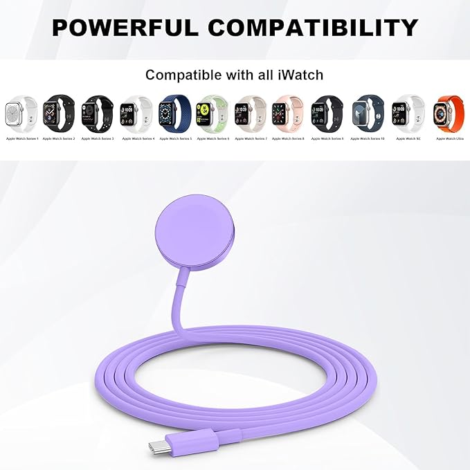 USB C Apple Watch Charger,[MFi Certified] iPhone Fast Magnetic iWatch Charger 6ft USB C Charging Cable Cord Long and Type C Wall Charger Block for Apple Watch Series 11/10/9/Ultra/8/7/SE/SE2/6/5/4/3/2