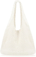 COOKOOKY Crochet Beach Tote bag Summer Beach Bag for Women Aesthetic Mesh Tote Bag Hippie Bag Knit Bag