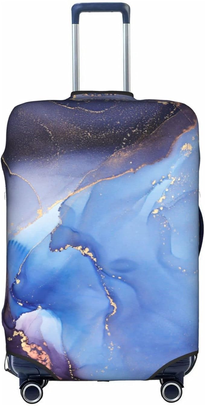 Travel Luggage Cover Suitcase Protector Fits 25-28 Inch Luggage, Blue Purple Marble Elastic Washable Stretchy Anti-scratch Luggage Sleeve with Concealed Zipper for Wheeled Suitcase Travel Accessories