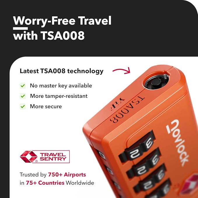 Luggage Locks TSA Approved with Inspection Indicator and Resettable 4-Digit, Easy-to-Read Combination, TSA Locks for Luggage, Suitcases, Backpacks & Travel Bags, Orange, 10-Pack