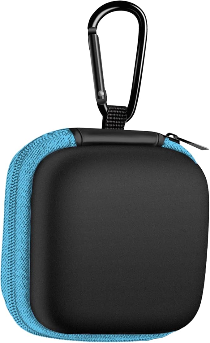 Square Earbud Case Portable EVA Carrying Case Storage Bag Cell Phone Accessories Organizer with Carabiner for Earphone, Earbud, Earpieces, SD Memory Card, Camera Chips, Tech Pouch, Blue1