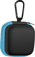 Square Earbud Case Portable EVA Carrying Case Storage Bag Cell Phone Accessories Organizer with Carabiner for Earphone, Earbud, Earpieces, SD Memory Card, Camera Chips, Tech Pouch, Blue1