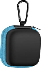 Square Earbud Case Portable EVA Carrying Case Storage Bag Cell Phone Accessories Organizer with Carabiner for Earphone, Earbud, Earpieces, SD Memory Card, Camera Chips, Tech Pouch, Blue1