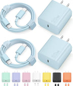 iPhone 17 16 15 Charger Fast Charging Type C Chargers USB C Charger Block iPhone Air Chargers with 2 Pack 6FT Cable for iPhone 17/17 Plus/17 Pro Max/16/16 Plus/16 Pro Max/15 Pro Max/iPad Pro(Blue)