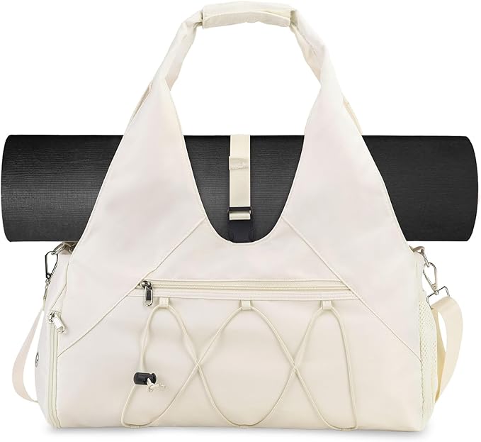 Forestfish Gym Bag For Women With Yoga Mat Holder & Shoe Compartment & Wet Dry Storage Pocket & Adjustable Strap