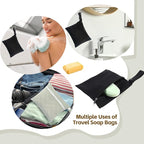 2 Pcs Travel Soap Bag, Travel Soap Case Leakproof & Waterproof, Quick Dry Bar Soap Pouch Travel Soap Container with 2 Pcs Foaming Nets, Portable Soap Bags for Shower Travel Camping - Black & Grey