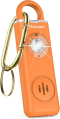 TECKNET Rechargeable Personal Safety Alarm for Women, 130dB Self Defense Keychain Alarm with SOS Strobe Light, Low Battery Notice, Loud Siren Safety Keychain for Girls Kids Elderly - Orange
