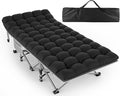 ZENPETIO Oversized XXL Folding Camping Cot, Heavy Duty Sleeping Cot for Adults with Mattress and Pillow, Portable Cot Bed with Carry Bag for Outdoor Camp Travel Home Guest Office, Gray Black