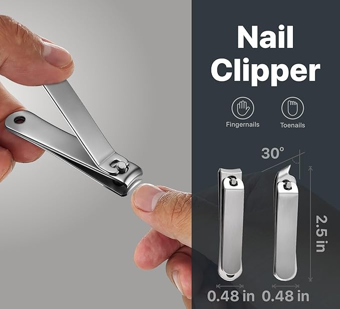 Konovo 5-Piece Nail Clippers Set, Stainless Steel Manicure Set, Travel Nail Grooming Kit for Men & Women, Toenail & Fingernail Clippers