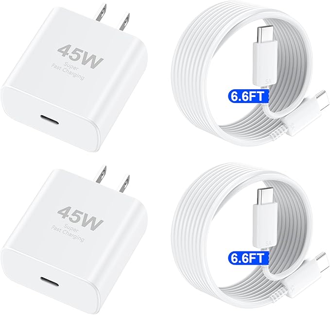 Phone 17 16 Pro Max Charger Fast Charging, 45W USB C Phone 17 16 Super Fast Charger Block with 6.6ft Long Type C Charging Cable Cord for i.Phone 17 Pro Max/17 Pro/17 Air/17/16/16Pro/16 ProMax-White