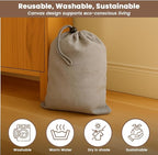 LFH Cotton Rich Shoe Storage Bags with Drawstring, Dustproof Breathable Reusable Organizer, Perfect For Travel, Dorm, Hotel, College, Gym, Easy to Carry, Machine Washable 8"x17" (Pack of 2) - Grey
