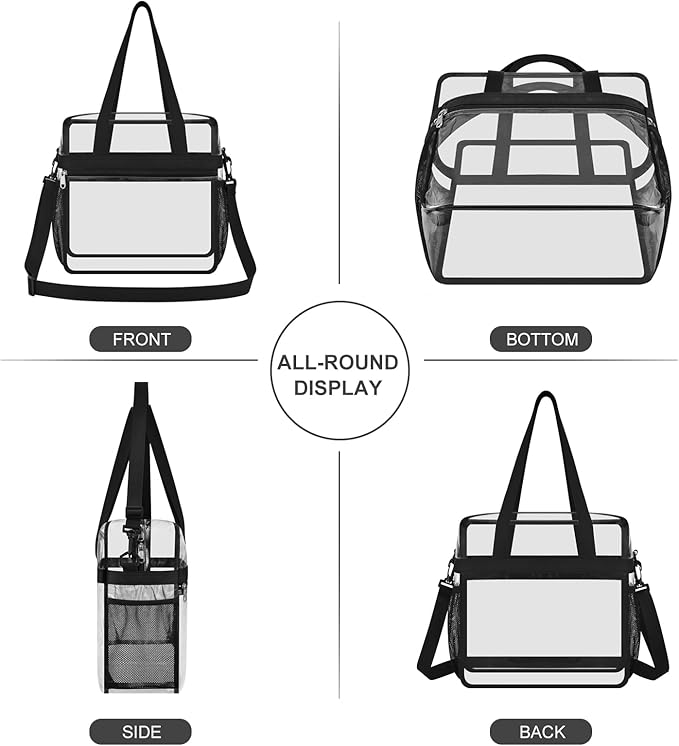 USPECLARE Clear Bag for Stadium Events,Transparent Bag for Work Sports Games Concerts Travel Gym