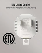 3 Prong to 2 Prong Adapter, ETL Listed Polarized Grounding Converter, Portable Plug Adapter, 3 Pin to 2 Pin Power Adapter for Wall Outlets Plugs, Heavy Duty Wall Plug for Old Homes White (4 Pack)