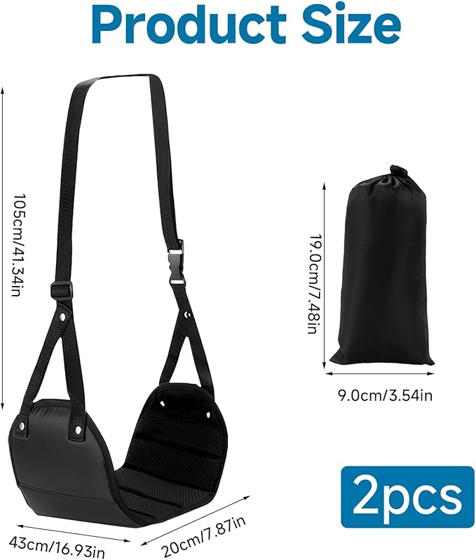 2-Pack Airplane Foot Hammock for Travel, No Collapse Foot Rest with Adjustable Strap, Portable Desk Foot Hammock to Relax Your Feet, Comfy Foot Sling Travel Essentials for Long Flights