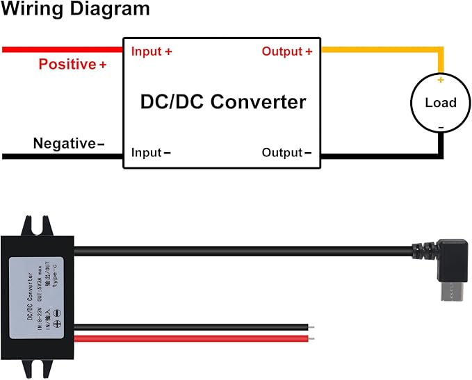 2pcs DC 12V to 5V USB C Buck Converter 3A 15W Type-C Right Angle Step-Down Converter Voltage Regulator Car Power Converter Adapter Waterproof