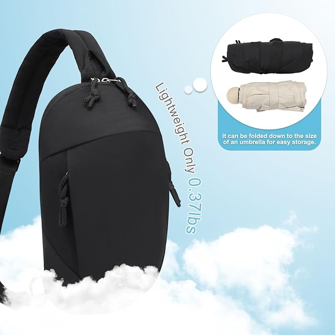 Small Sling Bag with RFID Blocking, Mini Fanny Pack for Women and Men, Convertible Crossbody Anti Theft Chest Bag for Travel Hiking Running, Black