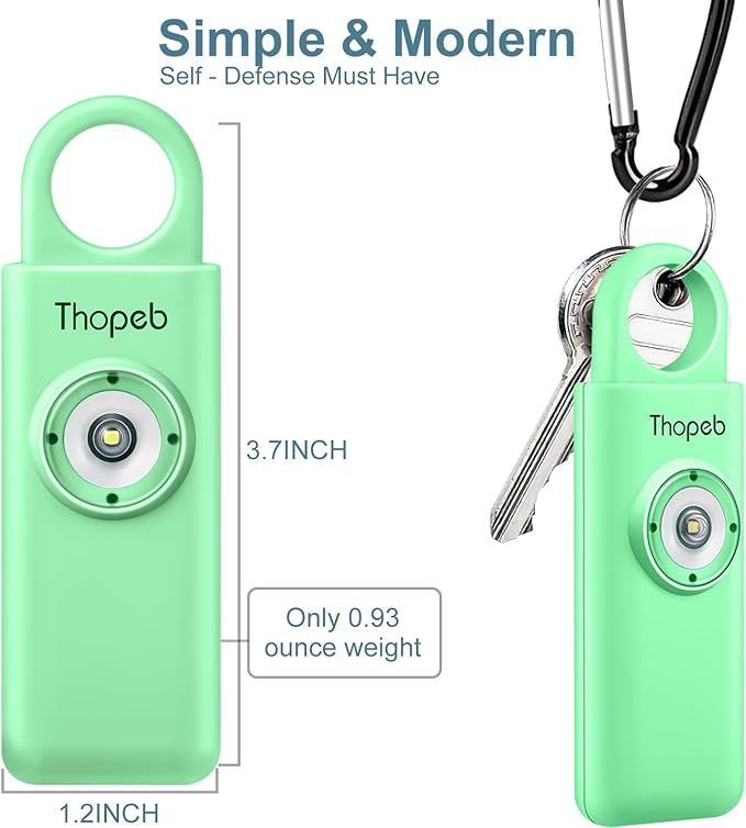 Thopeb–The Original Personal Safety Alarm for Women Self Defense – Elders & Kids Self Defense Keychain Siren – 135dB Loud Siren Bird Sound – Cute Key Chains Protection (Light Green)