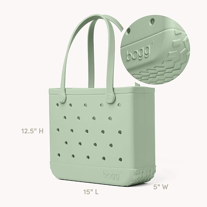 BOGG BAG Medium Tote – 15” x 12.5” x 5” – Durable, Washable, Tip-proof – Beach, Pool, Boat, Work, Sports (Sage You Love Me)