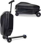 2-in-1 Ride-On Scooter Suitcase for Kids & Adults, 20” Foldable Hardshell Carry-On Luggage for Travel, Lightweight Kids Scooter Bag with Wheels