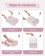 Narwey 6 Set/5 Set Compression Packing Cubes for Travel Kids Women Carry on, Packing Organizers Bag for Backpack Luggage Suitcase Duffle Bags