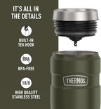 THERMOS Stainless King Vacuum-Insulated Stainless Steel Tumbler - 16oz, Army Green - Insulated Coffee Tumbler for Hot & Cold Drinks - Leak-Proof & Sweat-Proof for Commuting & Traveling