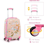 Goplus Kids Luggage Set, 12" & 18" Kids Carry On Luggage Set, Multi-directional Wheels Suitcase, Large Capacity Rolling Trolley Suitcase, Gift for Boys and Girls Toddlers Children Travel