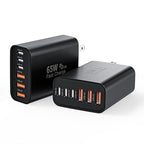 65W USB C Charger Block,2Pack 6-Port Apple USB C GaN Charger Fast Charging PD Power Adapter+QC Wall Plug Multiport Type C Box Brick for iPhone 17 17Air 16 15 14 13 12 11 Pro Max XS,iPad,AirPods,Black