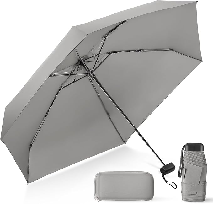 Compact Travel Umbrella with Case - Mini Umbrella for Purse, Small Lightweight &Tiny Design Perfect for Parasol Outdoor Sun&Rain Umbrellas