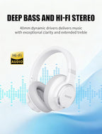 KVIDIO Hybrid Active Noise Cancelling Headphones, Wireless Bluetooth Headphones Over Ear with Mic, 70H Playtime, Transparency Mode, Hi-Fi Stereo Sound, Deep Bass Headsets for Phone PC Travel Home