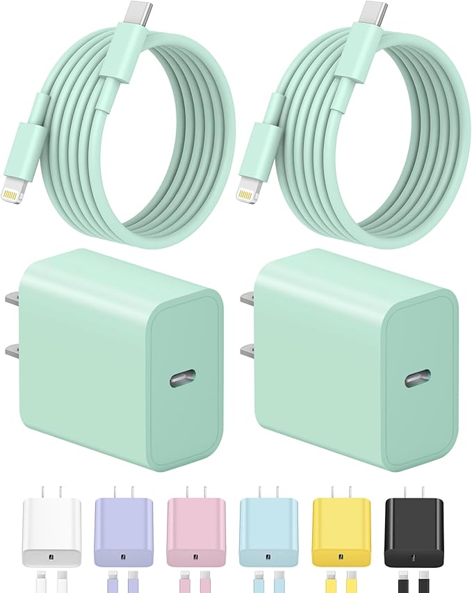 iPhone Charger Fast Charging USB C Charger Block Type C Charging iPad Chargers with 6FT C Chargers Cord Compatible with iPhone14/14 Pro Max/13/13Pro/12/12 Pro/11,iPad(Green)