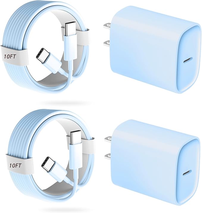 Phone 17 16 15 Pro Charger Fast Charging, 20W USB C Fast Charger Block with 10FT Long Type C Chargers Fast Charging Cable Cord for Phone 17/17 Pro/17 Pro Max/Air/16 Pro Max/16 Pro/15Pro Max/Pro, S24