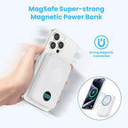 Pxwaxpy Magnetic Portable Charger 10800mAh,4-in-1 Power Bank with iWatch Charger, 25W PD Fast Charging USB C Battery Pack for Magsafe,iPhone 17/16/15/14/13/12 Series,Apple Watch (White)