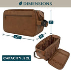 PAVILIA Toiletry Bag for Men, Travel Essentials Shaving Dopp Kit, Mens Travel Bag Toiletries Organizer Case for Grooming, PU Leather Water Resistant Cosmetic Bag Pouch (XL, Brown)
