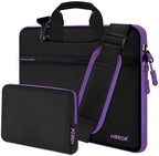 Hseok Laptop Shoulder Bag 13-14 inch Shockproof Water-Resistant HandBag with Small Case Compatible with MacBook Pro/Neo 14" M5/M4/M3/M2/M1, Mac Air/Pro 13.3", XPS 13/14, Most 13"-14" PC,Black-purple