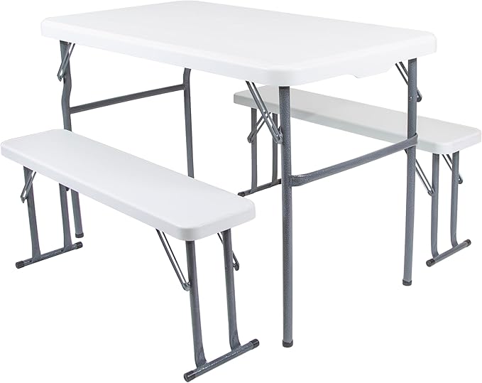 Stansport Compact Portable Kids Picnic Table – Foldable Space-Saving Design with Locking Legs – Lightweight Children’s Picnic Set for Travel, Parks, Campsite – Durable Steel Frame & Easy Clean Surface