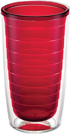 Tervis Clear & Colorful Tabletop Made in USA Double Walled Insulated Tumbler Travel Cup Keeps Drinks Cold & Hot, 16oz, Red