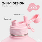 Swigina [2-IN-1 LID] Gallon Insulated Water Bottle with Silicone Boot (48hrs Cold/24hrs Hot) - DIY Stickers, Leakproof, BPA Free, 128 oz