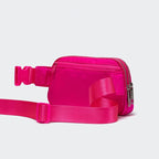 Pander Everywhere Belt Bag for Women, 5 Zipper Pockets Nylon Crossbody Fanny Pack Purse (Sonic Pink).