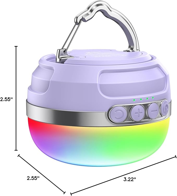 LED Camping Lantern Rechargeable 1400LM, Up to 420H Running Time Camping Tent RGB Light, 10400mAh Emergency Hanging Light for Hurricane, Power Outages, Home, Hiking,Violet