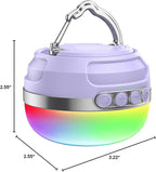 LED Camping Lantern Rechargeable 1400LM, Up to 420H Running Time Camping Tent RGB Light, 10400mAh Emergency Hanging Light for Hurricane, Power Outages, Home, Hiking,Violet