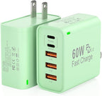 2Pack USB C Fast Charger Block, Total 60W 5-Port USB C Wall Charger 30W Type C Charging Block, 2USB C+3USB A PD 3.0 Multiport Charging Cube for iPhone 17 16 15 14 Pro Max, G-alaxy S26 S25 Ultra, i Pad