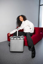 reisenthel carrycruiser Herringbone Grey - Portable Shopping Trolley with Sturdy Aluminum Frame, Shoulder Strap and Removable mesh Inner Bag -Water-Repellent