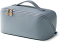 EACHY Travel Makeup Bag, Large Capacity Cosmetic Bag for Women, Waterproof PU Leather, Flat Open Portable Toiletry Bag for Skincare, Brushes & Travel Essentials