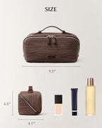 EACHY Travel Makeup Bag, Large Capacity Cosmetic Bag for Women, Waterproof PU Leather, Flat Open Portable Toiletry Bag for Skincare, Brushes & Travel Essentials