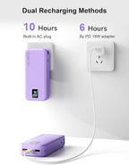 Portable Charger, 20000mAh 22.5W Fast Charging Power Bank with Built-in Cables & Wall Plug, Travel Essentials Battery Pack with LED Display, USB C External Battery Bank for iPhone iPad, Samsung Purple