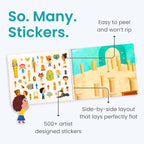 CUPKIN A Day at The Museum 500+ Kids Sticker Book Fun Toddler Travel Activity Coloring and Sticker Book, Road Trip Essentials, 12 Coloring Pages + 12 Scenes for Ages 2–8 Years