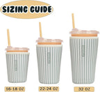 Reusable Insulated Neoprene Iced Coffee Cup Sleeve, Durable Drink Sleeve for Cold Beverages, Beverage Holder for Iced Coffee, Green Stripes
