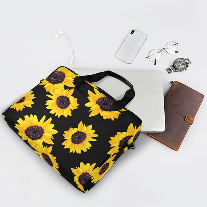 Sunflower Floral Laptop Case, 15.6 inch Laptop Bag, Waterproof Laptop Sleeve, Protective Briefcase for Women Men Kids