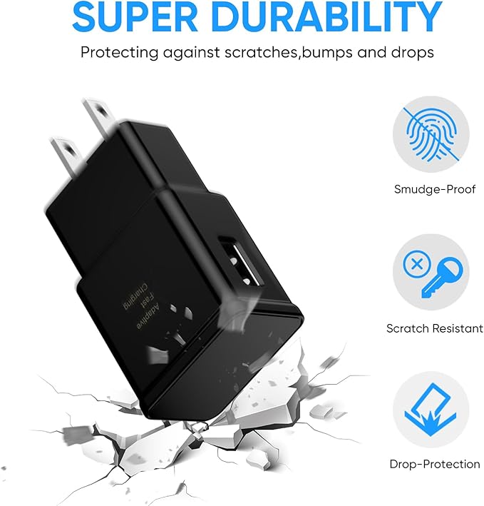 Type C Charger Fast Charging, 2 Pack USB C Android Phone Wall Charger Block & 6.6ft Charge Cable Cord, for Samsung Galaxy S8/ S9/ S10 Plus Active S10e, S20/ S21 Ultra Plus, Note 8 9 10, Pixel 3 4 etc